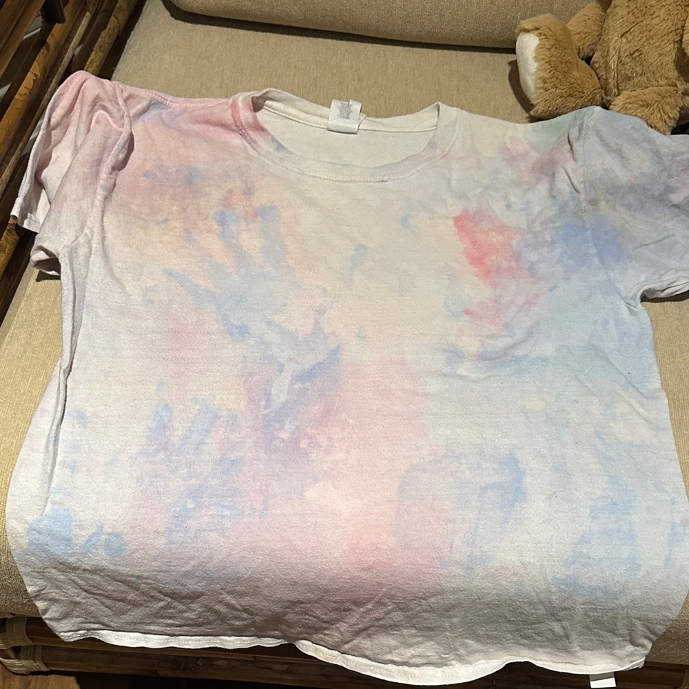 Gildan Women's Short Sleeve Tie-Dye Tee - Pink and Blue